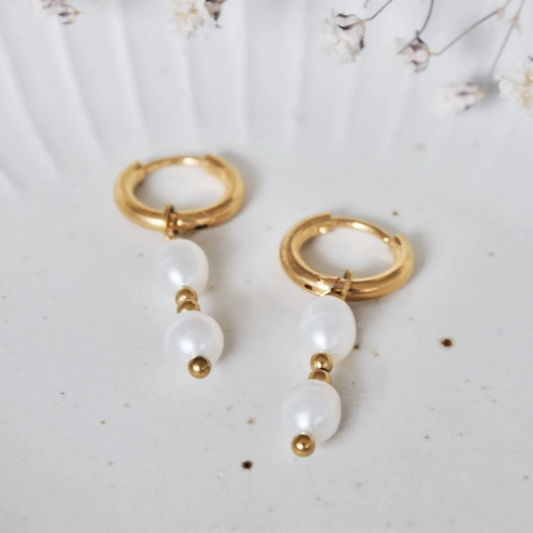 Double Pearls Ohrringe – Bild 3