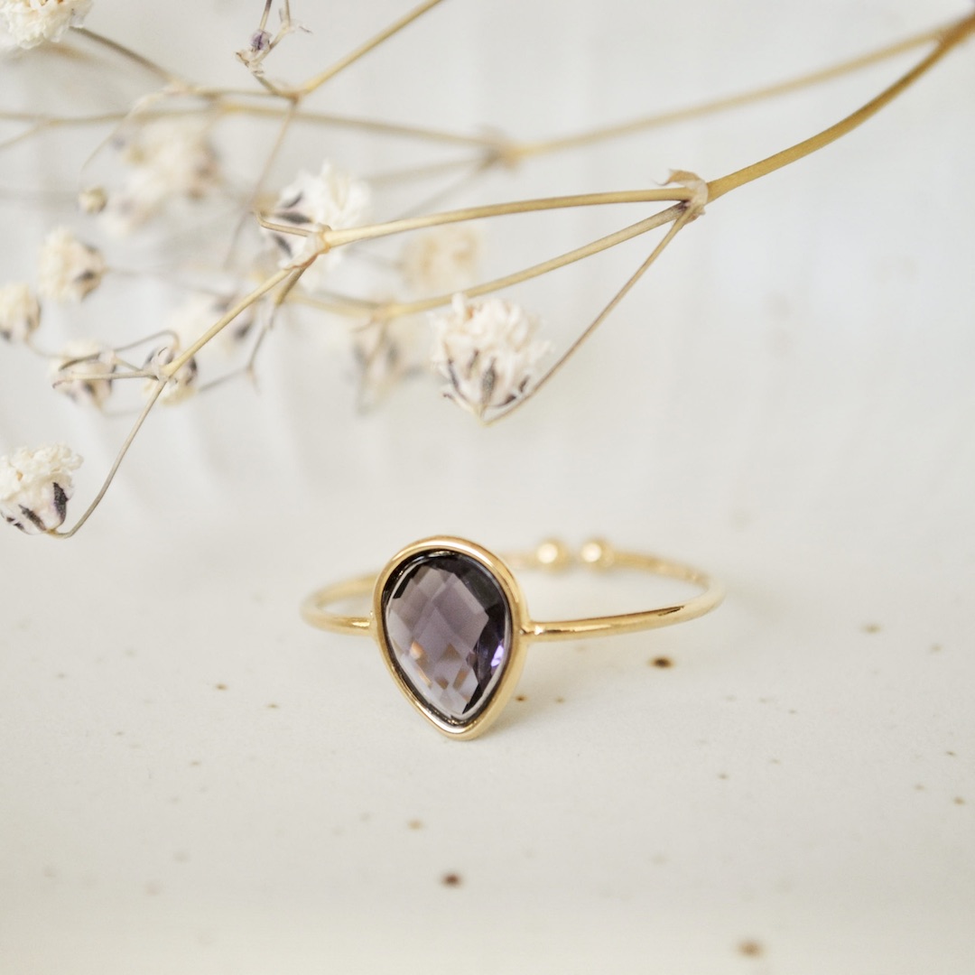 Birnenschliff Zirkonia Ring aus Edelstahl – größenverstellbar & wasserfest – Bild 3