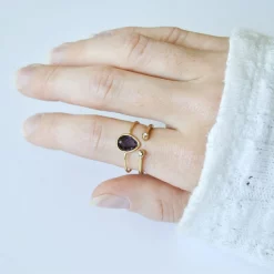 Alternative view of Birnenschliff Zirkonia Ring aus Edelstahl – größenverstellbar & wasserfest