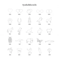 Symbolbeispiele für Gravuren auf der Edelstahlkette: Herz, Sternzeichen und weitere Motive